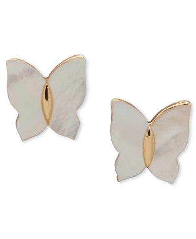 lonna & lilly серьги-гвоздики Gold-Tone Mother-of-Pearl Butterfly