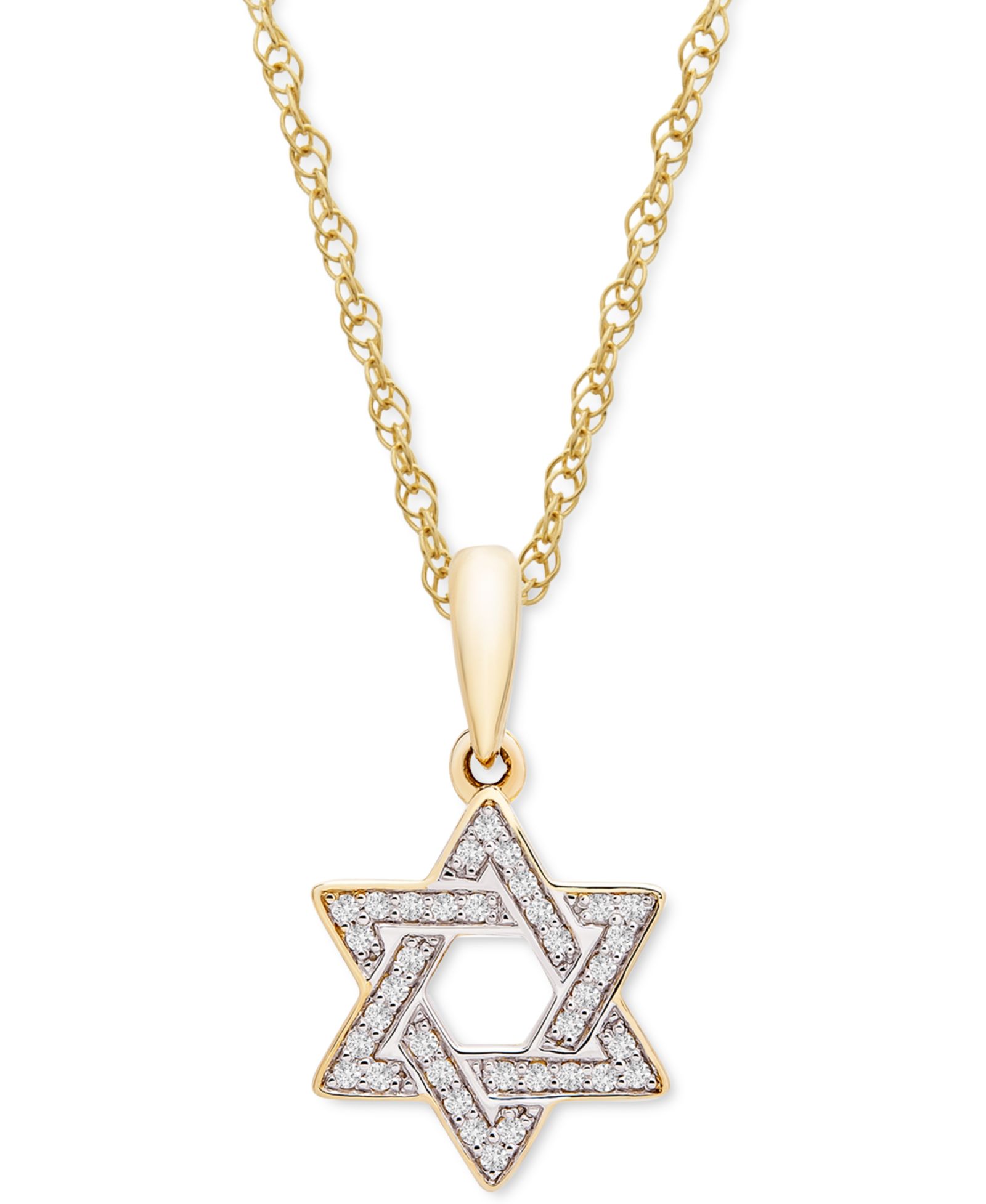 Wrapped™ Diamond Star of David 18" ожерелье с кулоном (1/10 ct. t.w.) из 10k белого или желтого золота