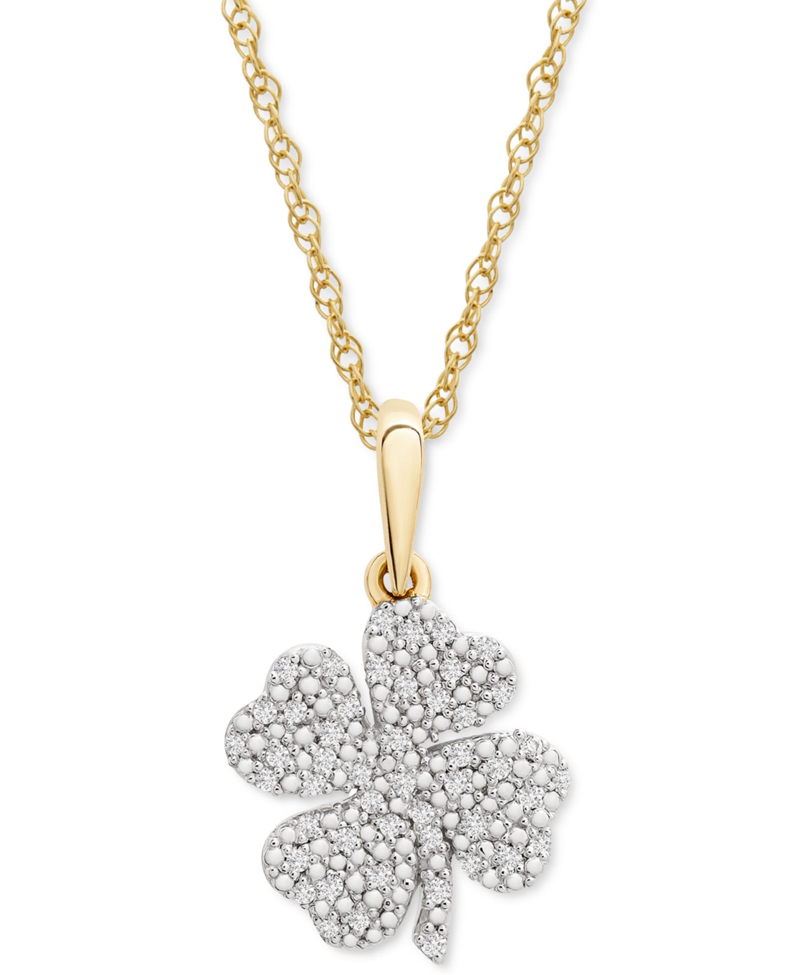 Подвеска-кулон Wrapped™ Diamond Clover 18" в золоте 10k