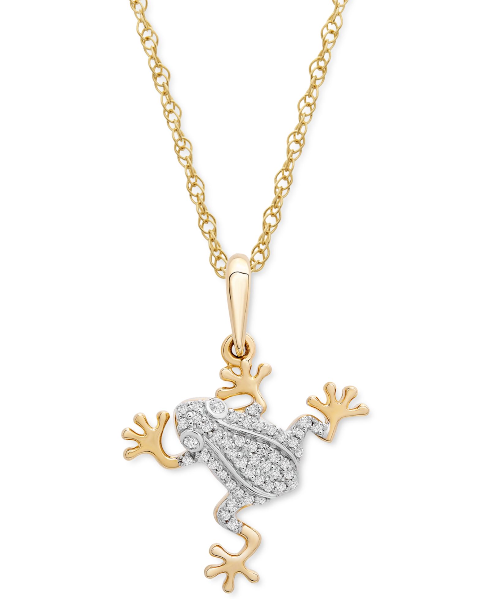 Подвеска Wrapped™ Diamond Frog 18" в 10k Gold
