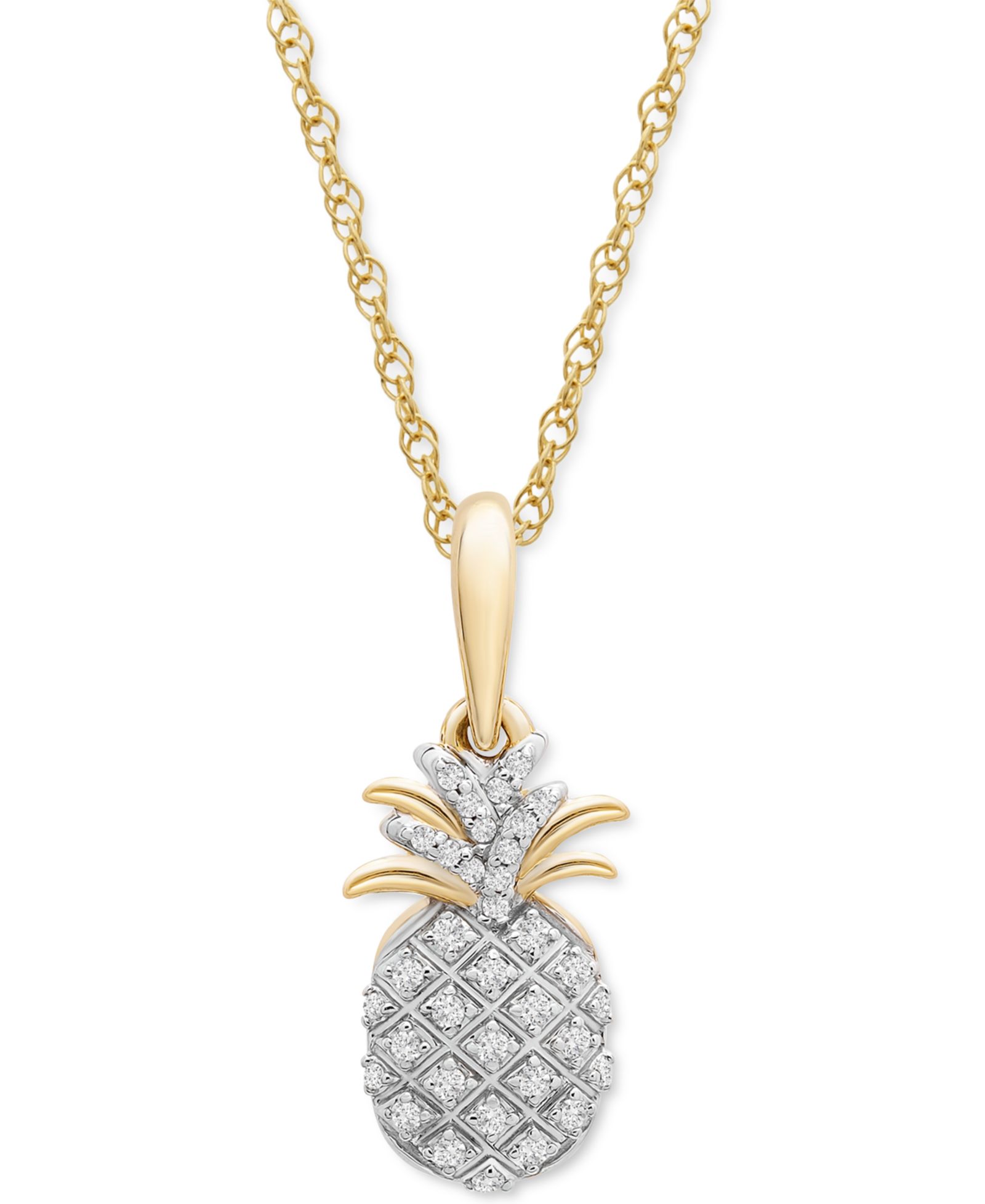 Wrapped™ подвеска-кулон ананас с бриллиантами 18" (1/10 ct. t.w.) в 10k золоте