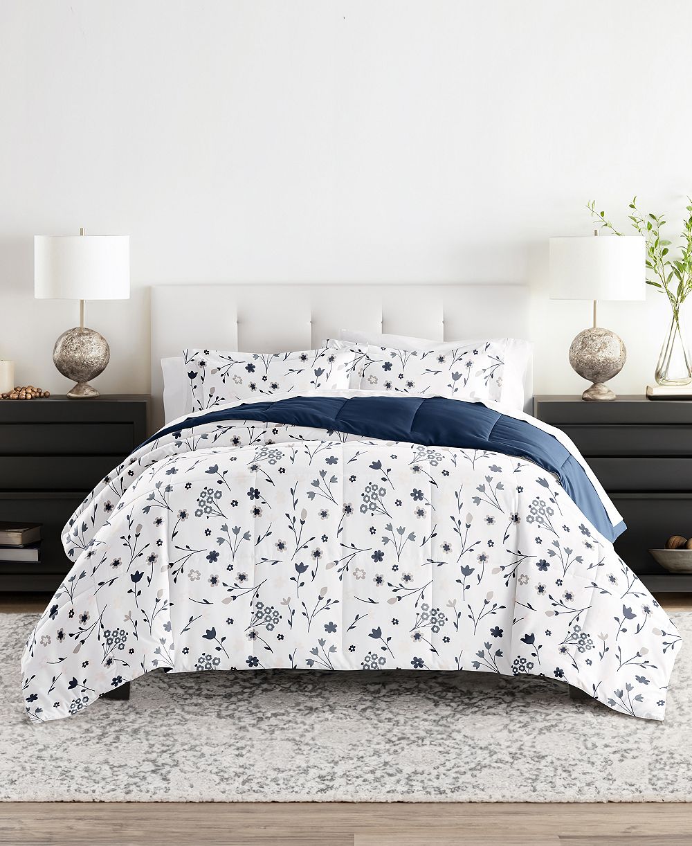 ienjoy Home Forget Me Not Reversible Comforter Set, Twin/Twin XL