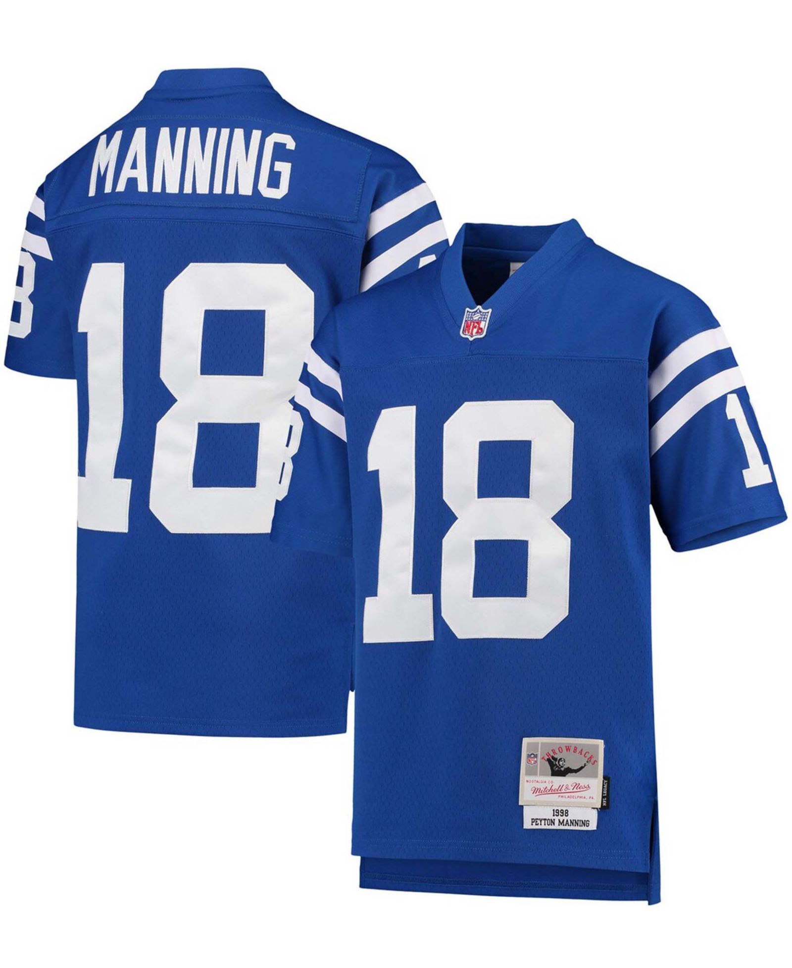 Детская джерси Mitchell & Ness Peyton Manning Royal Indianapolis Colts 1998 Legacy Retired Player, для мальчиков и девочек