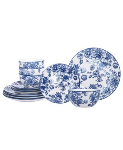 Godinger Набор столовой посуды Blue Floral, 12 шт., на 4 персоны