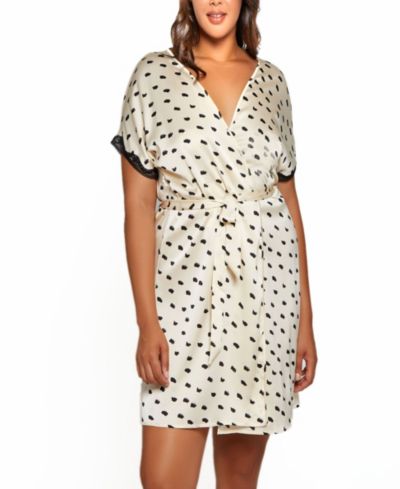 Plus Size Nadia Polka Dot and Lace Trim Cap Sleeve Wrap