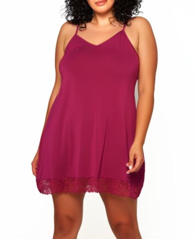iCollection женская комбинация из модального трикотажа с кружевом, Plus Size