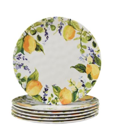 Certified Lemon Zest Melamine Dinner Plates, Set of 4