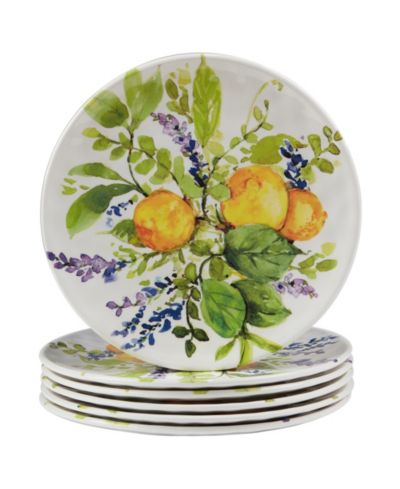 Certified Lemon Zest Melamine Salad Plates, Set of 6
