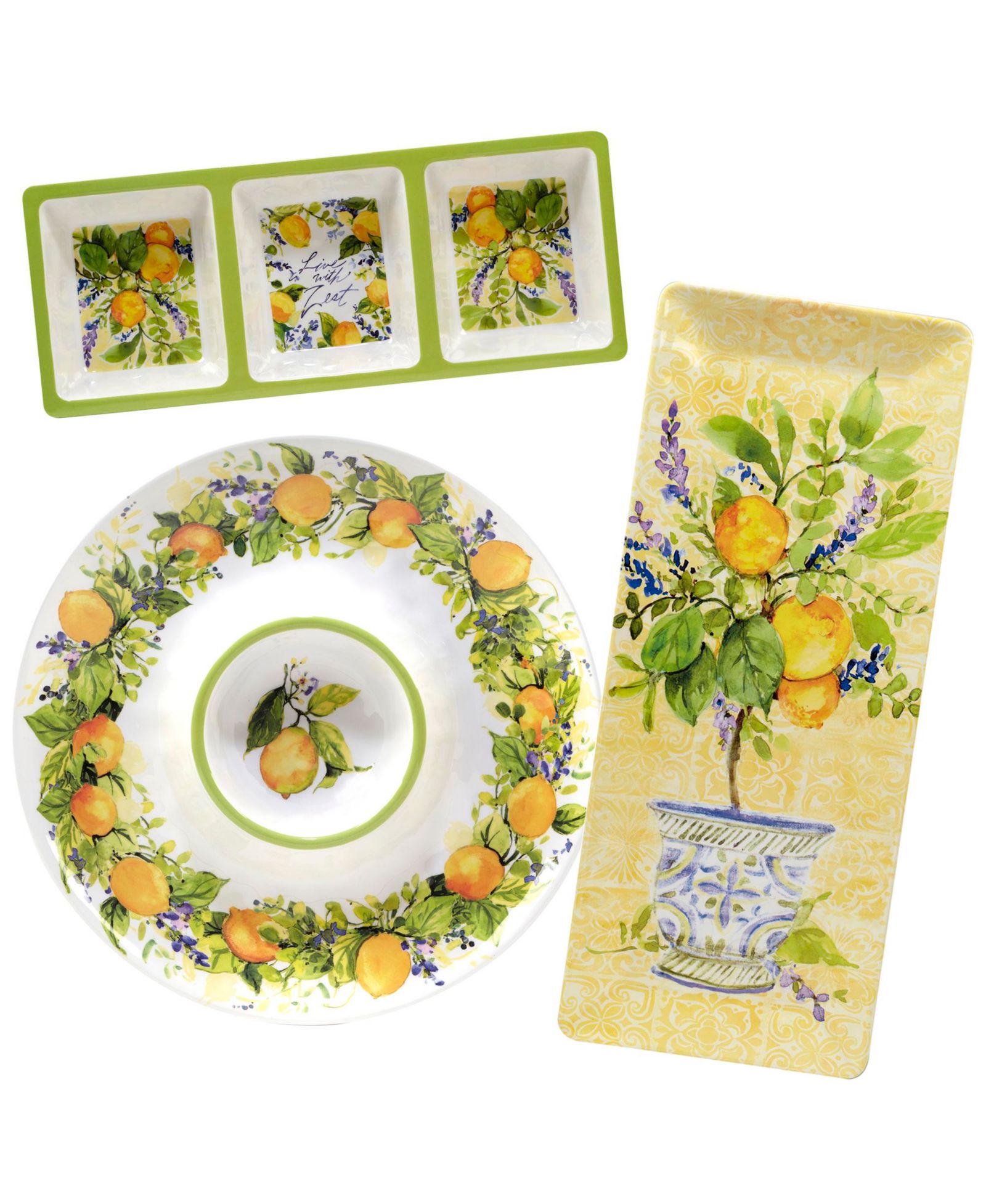 Certified Lemon Zest 3 Piece Melamine Hostess Set
