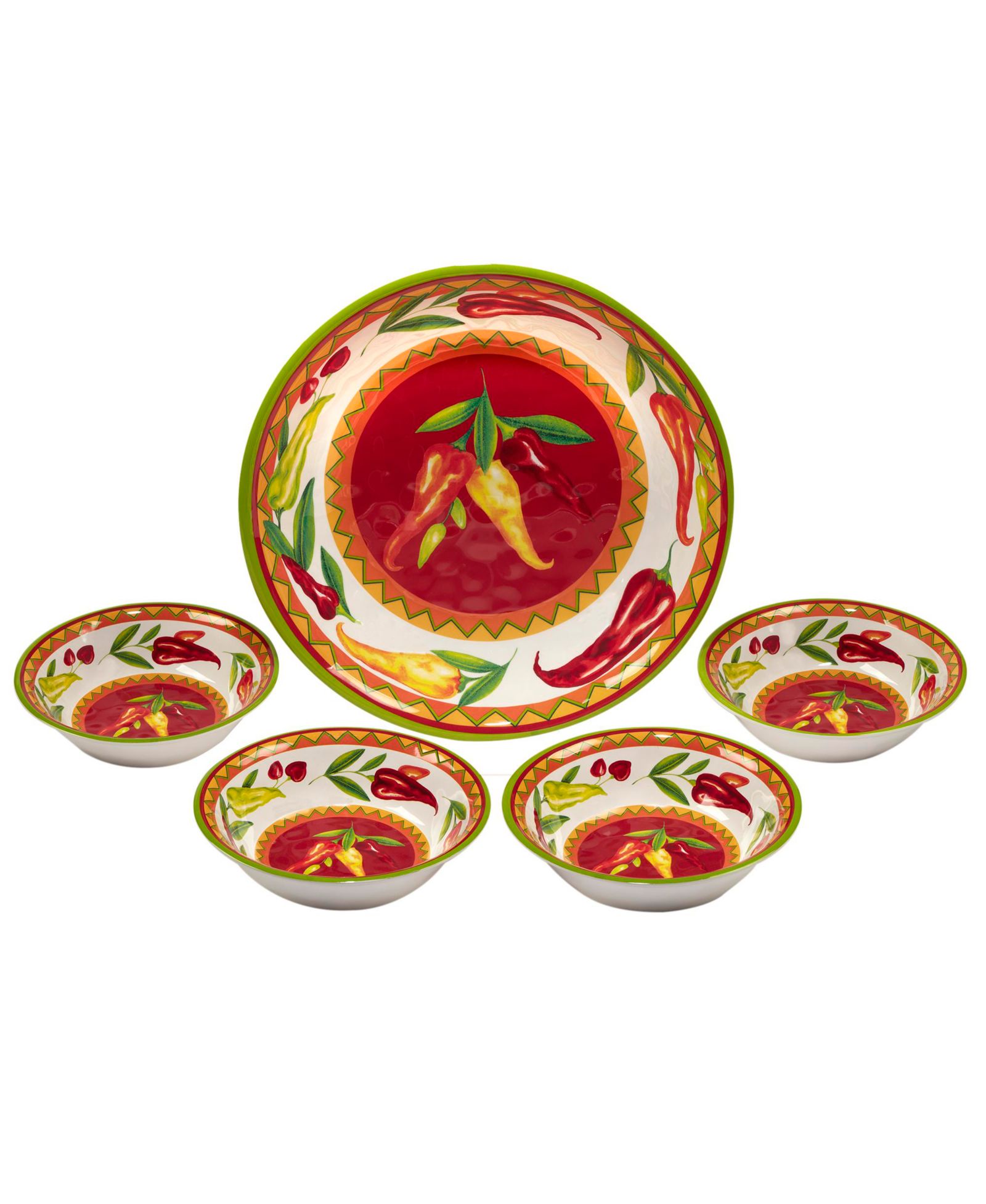 Certified Red Hot 5 Piece Melamine Salad/Serving Set