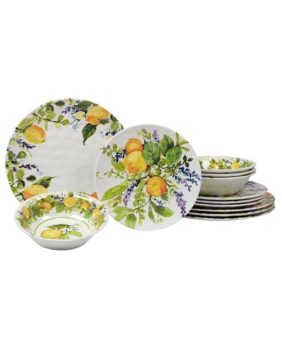 Certified Lemon Zest Melamine 12 Pc. Dinnerware Set, Service for 4