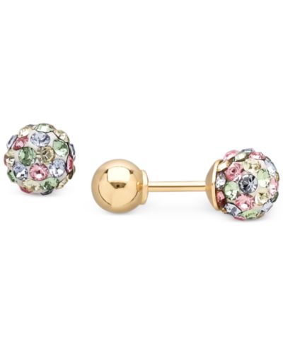 Серьги-гвоздики детские Multi-Crystal Ball 14k Gold