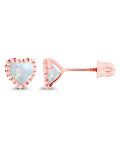 Белые серьги-гвоздики White Opal Heart в стерлинговом серебре