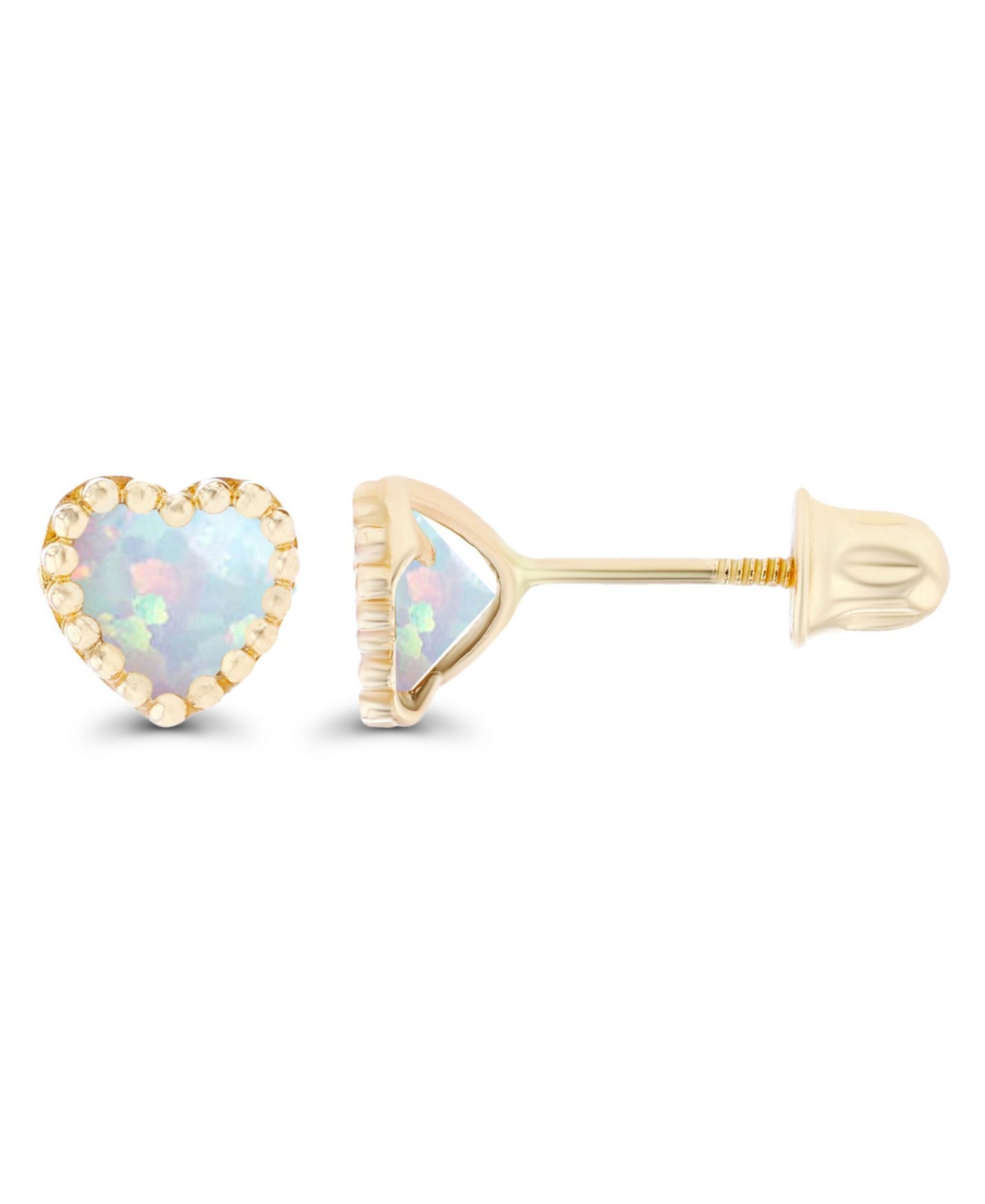 Белые серьги-гвоздики White Opal Heart в стерлинговом серебре