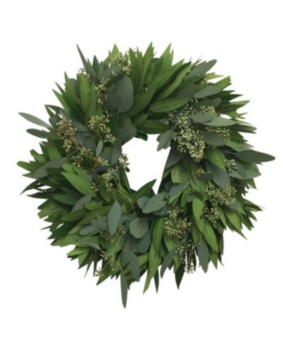 Венок GreenishBlu Fresh Bay Leaf and Seeded Eucalyptus, 20"