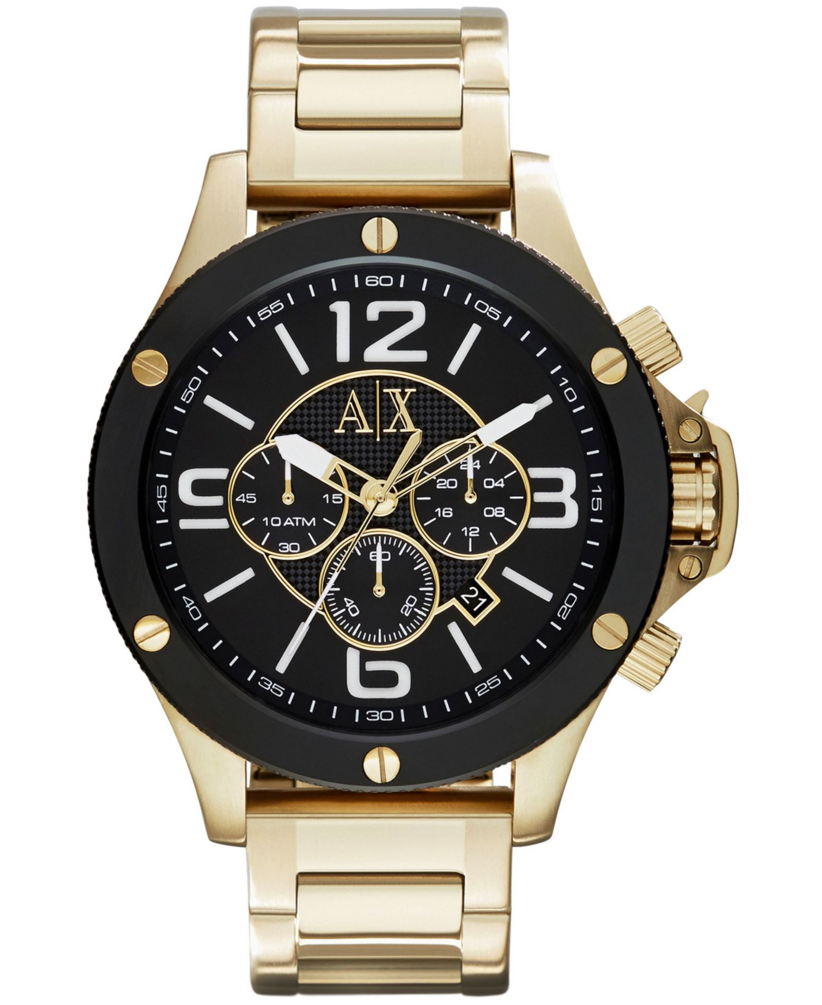 A|X Armani Exchange Men's Chronograph Gold Tone Stainless Steel Bracelet Watch 48mm