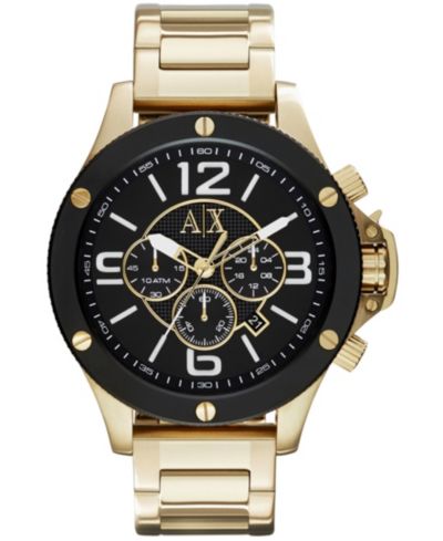 A|X Armani Exchange Мужские хронограф часы Gold Tone со стальным браслетом 48mm
