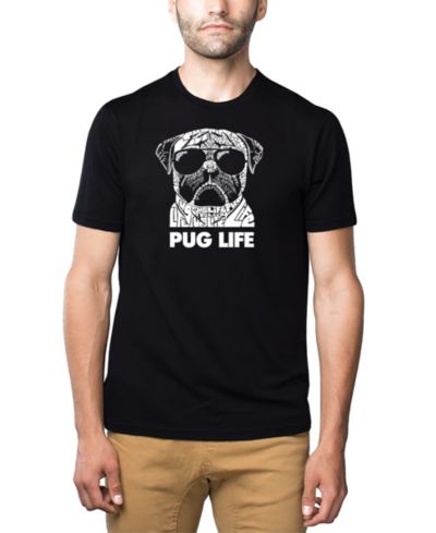 LA Pop Art Men's Cotton/Poly Blend Word Art Pug Life T-shirt