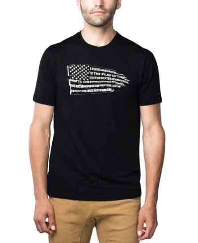 LA Pop Art Men's Cotton/Poly Blend Word Art Pledge of Allegiance American Flag T-shirt
