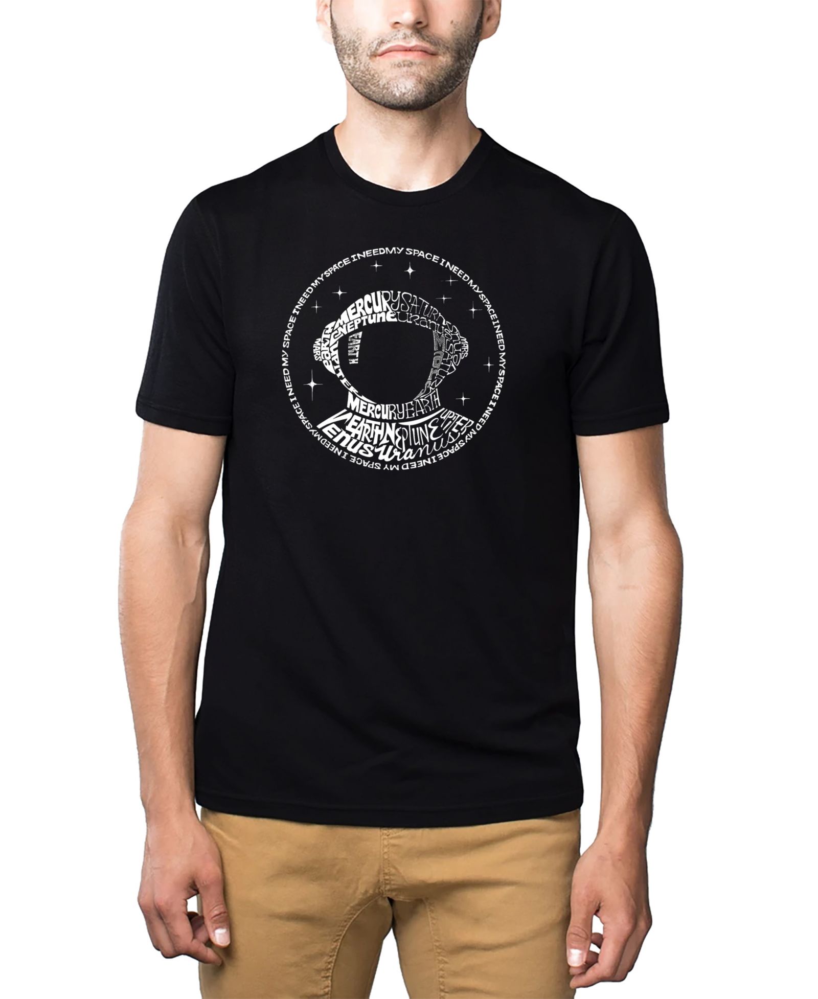 LA Pop Art Men's Cotton/Poly Blend Word Art I Need My Space Astronaut T-shirt
