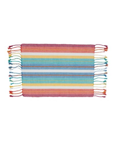 Saro Lifestyle Striped Design Dobby Placemats, Set of 4, 19" x 13"