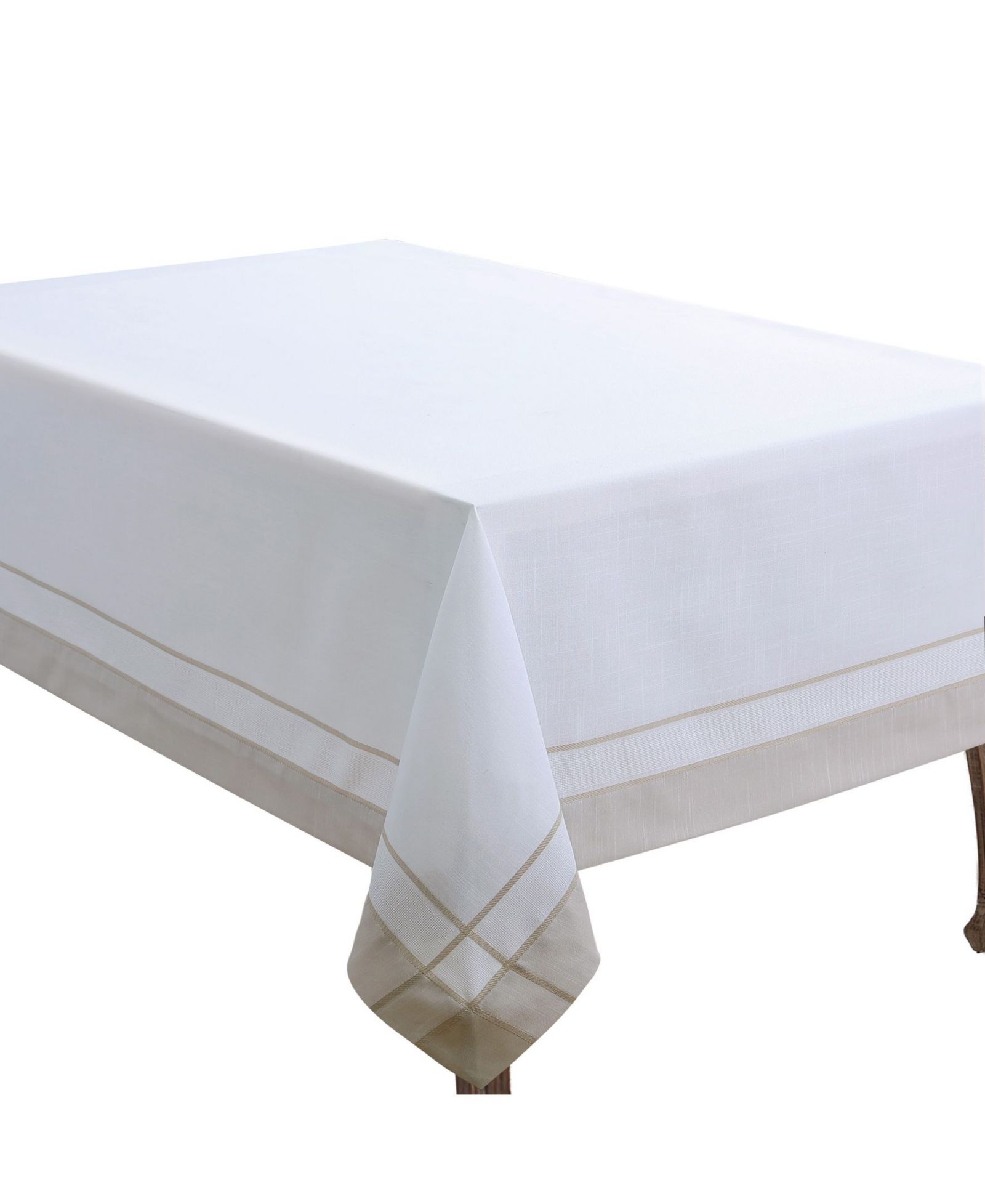 Saro Lifestyle Casual Tablecloth with Banded Border Design, 126" x 72"