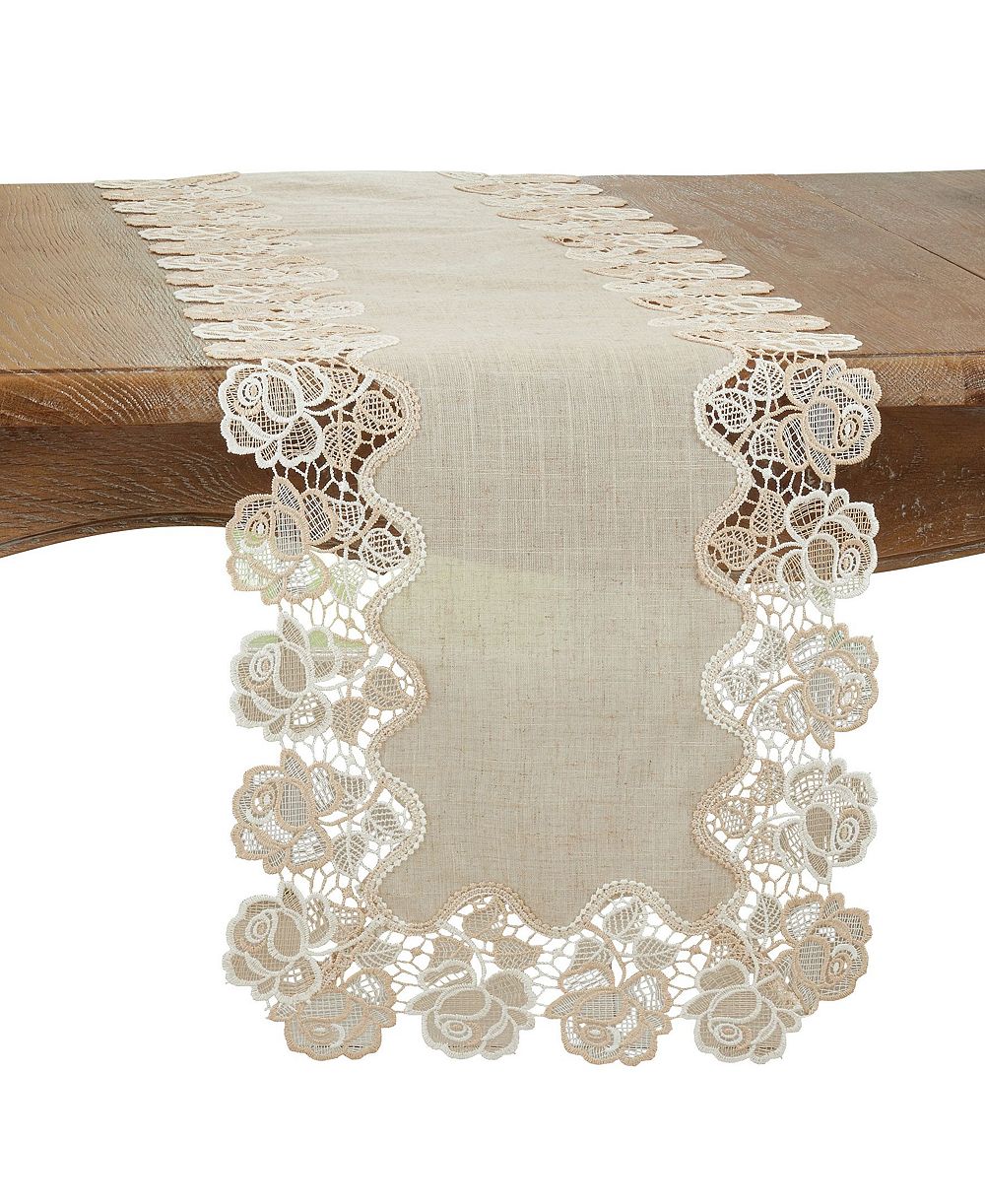 Дорожка на стол Saro Lifestyle Lace Table Runner with Rose Border Design, 108" x 16"