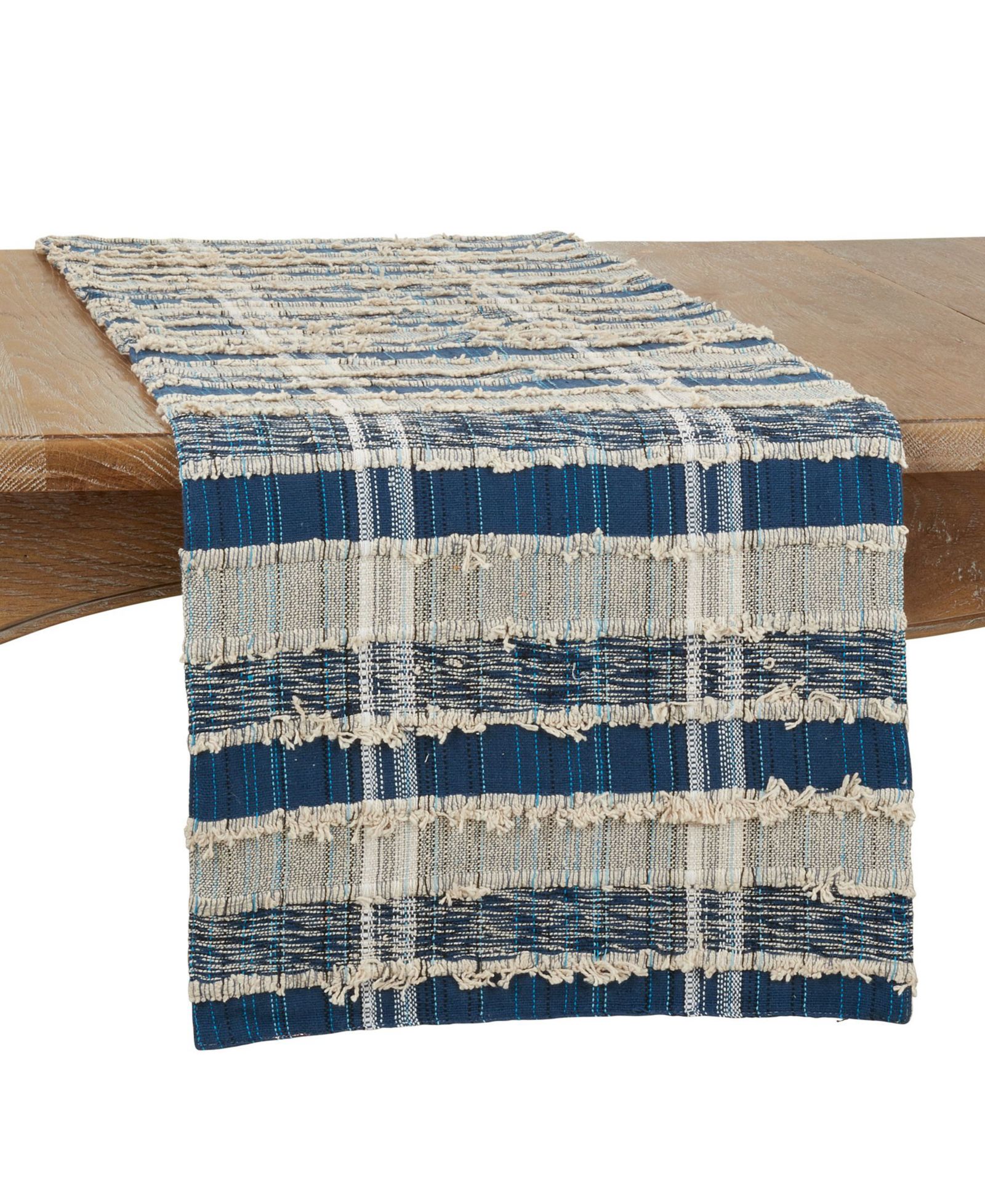 Saro Lifestyle Striped Woven Table Runner with Dual-Tone Design, 72" x 16"