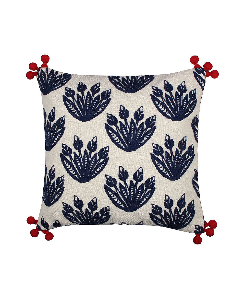 Levtex Nanette Crewel Pom Decorative Pillow, 18" x 18"