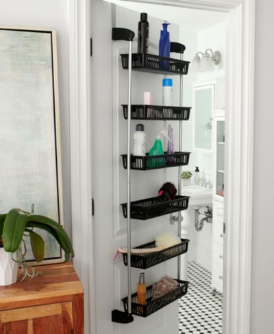 Household Essentials Over the Door Storage Rack, 6 Basket Door Organizer, Great for Use in Pantry as Spice Rack