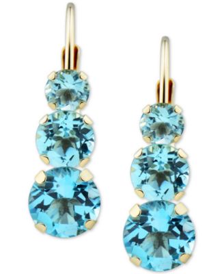 Серьги-подвески с аметистом и тремя камнями (1-3/8 ct. t.w.) в 14k Gold