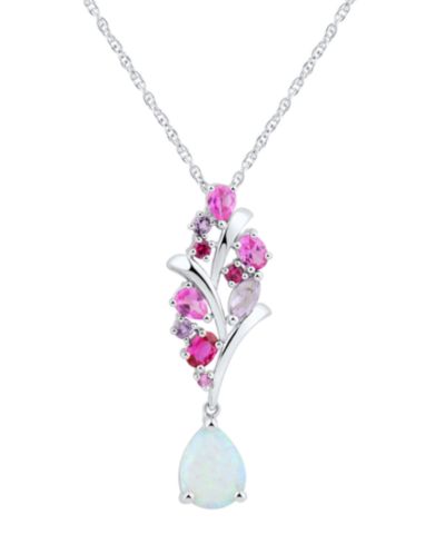 Подвеска-кулон Multi-Gemstone Cluster Drop 18" в серебре