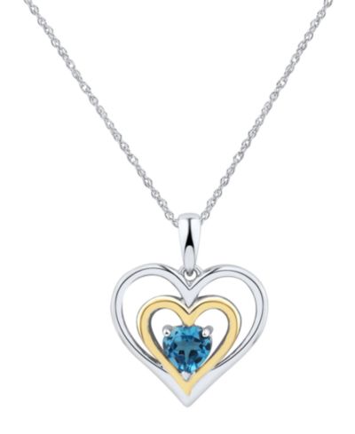 Подвеска-ожерелье Swiss Blue Topaz Heart 18" (1/2 ct. t.w.) из стерлингового серебра и 14k Gold