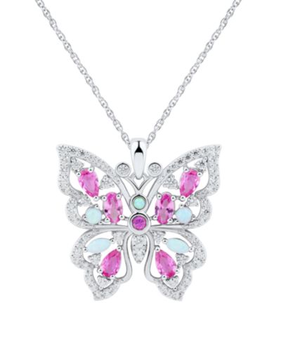 Подвеска-кулон Butterfly с многоцветными камнями в Sterling Silver
