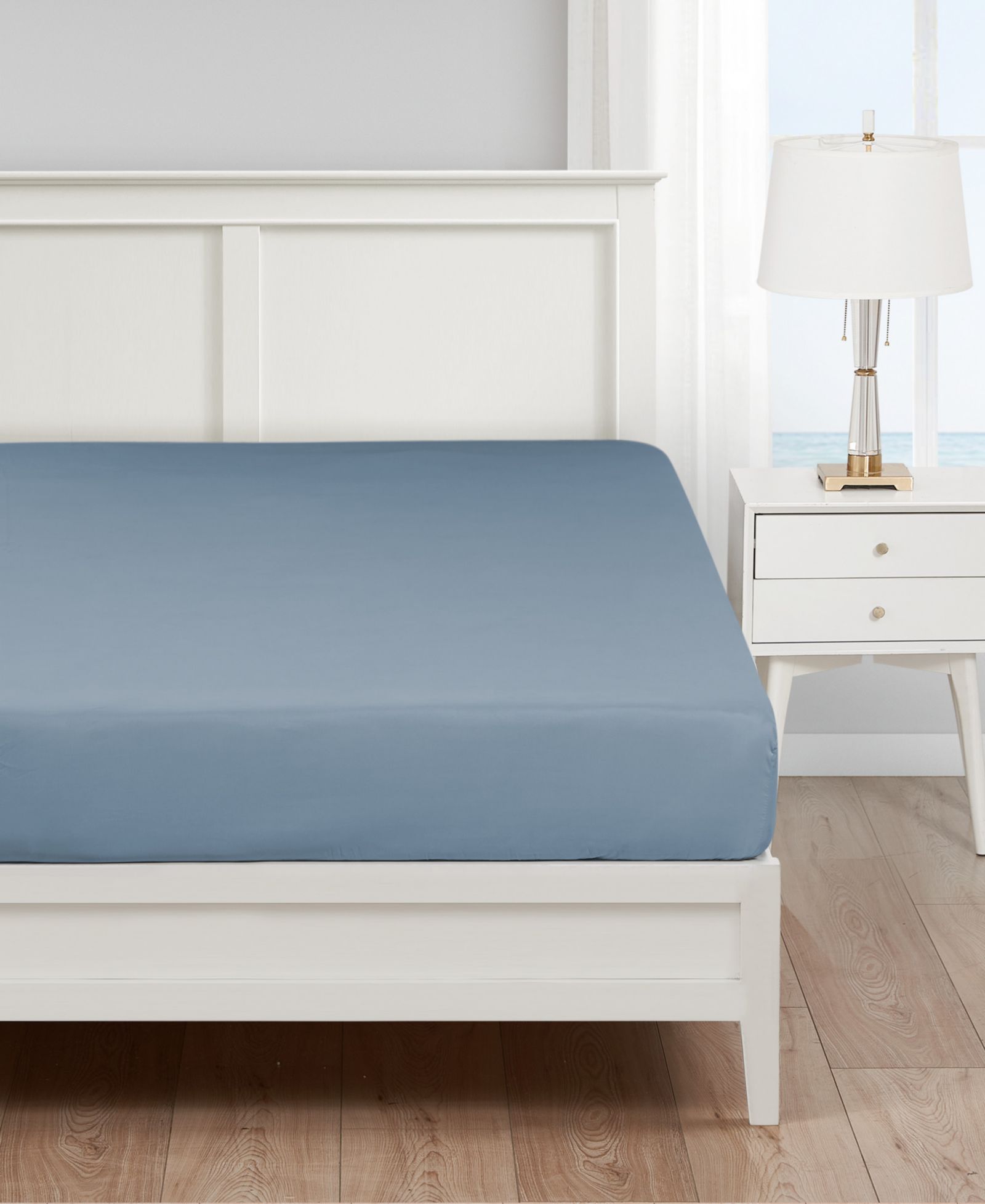 Nautica Solid Cotton Rich Blend Fitted Sheet, Full