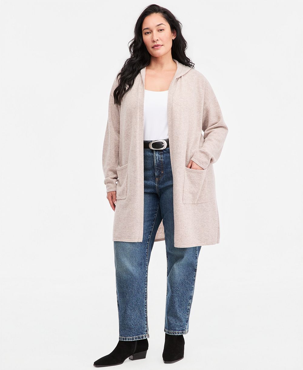 Кардиган Charter Club Plus Size с капюшоном из 100% кашемира