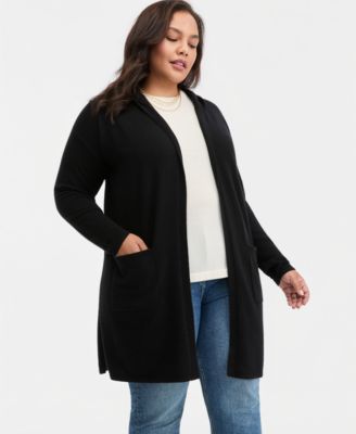 Кардиган Charter Club Plus Size с капюшоном из 100% кашемира
