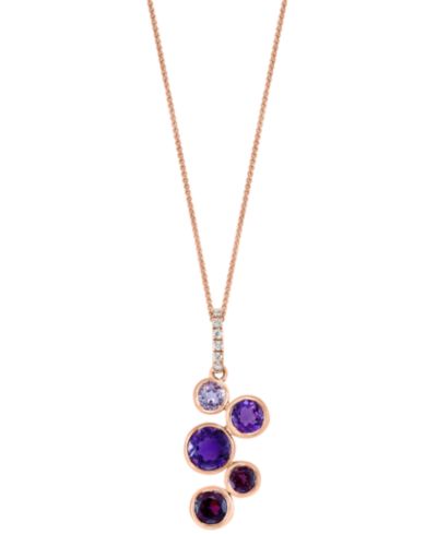 LALI Jewels подвеска с многоцветными драгоценными камнями и бриллиантами в оправе Bezel 18" из розового золота 14k