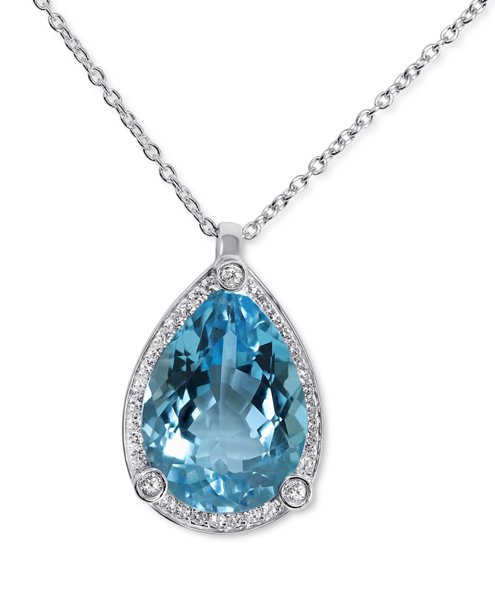 Подвеска-ожерелье с голубым топазом (24 ct. t.w.) и белым топазом (1/2 ct. t.w.) 18" из стерлингового серебра