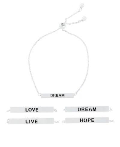 Браслет Macy's Inspirational Love, Hope, Live, Dream 4 Sided Bar Adjustable Silver Plated