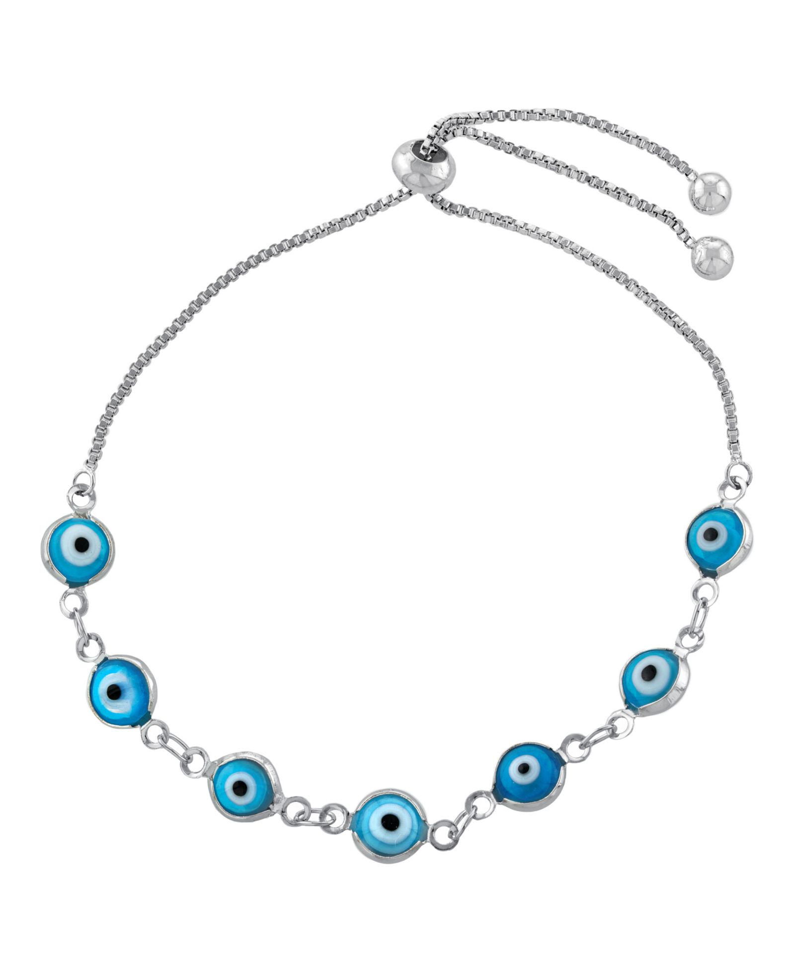 Women's Aqua Glass Guardian Eye Adjustable Bracelet