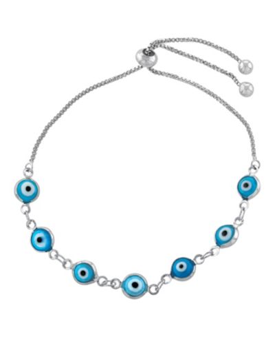 Women's Aqua Glass Guardian Eye Adjustable Bracelet