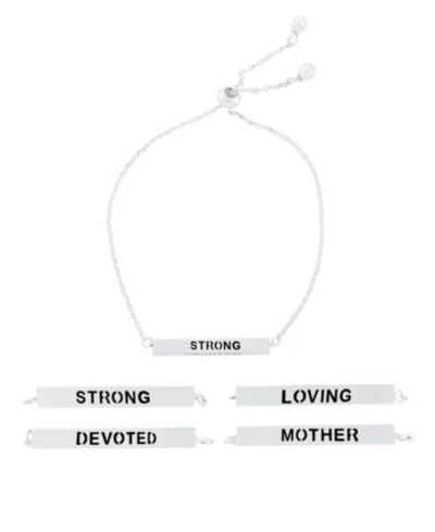 Браслет Macy's Inspirational Mother Devoted Loving and Strong Silver Plated Adjustable