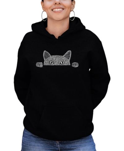 Женское худи с принтом Word Art Peeking Cat
