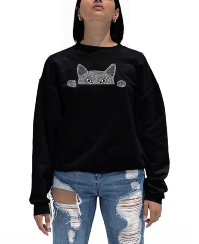 Женское свитшот LA Pop Art Word Art Peeking Cat Crewneck
