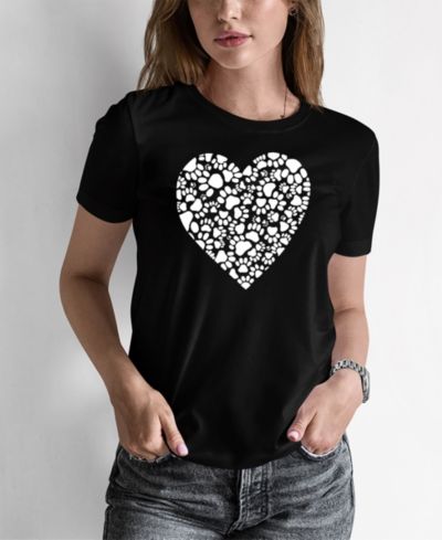 Женская футболка LA Pop Art Word Art Paw Prints Heart T-Shirt
