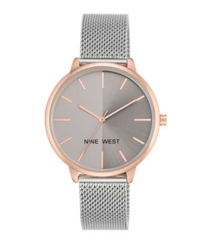Nine West Женские часы с двухцветным браслетом из сетки, 40mm
