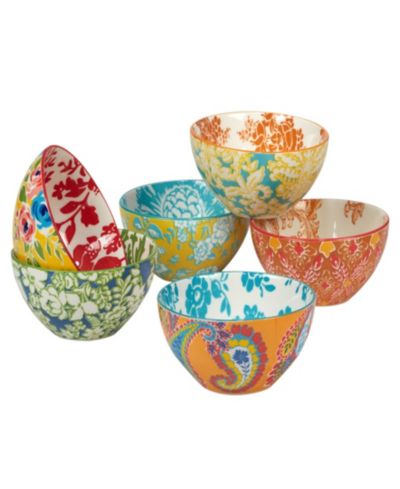 Damask Floral All Purpose Bowls, Set of 6