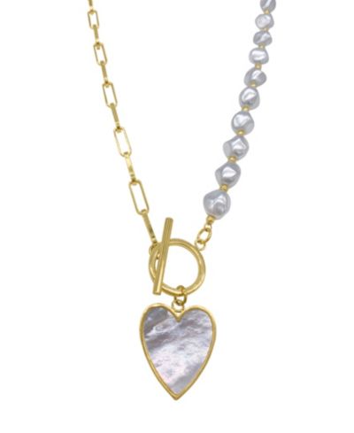 Подвеска-кулон ADORNIA Imitation Pearl and Chain Heart Toggle