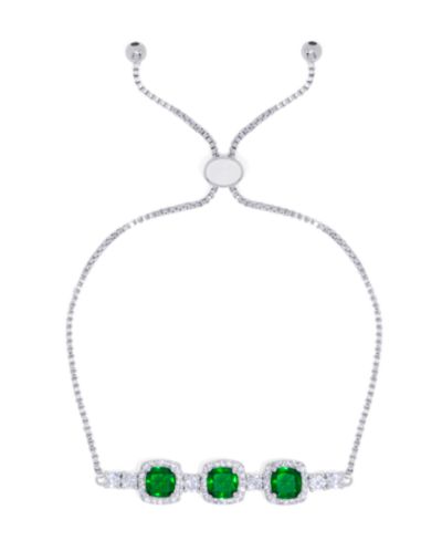 Браслет bolo с имитацией изумруда/Cubic Zirconia Silver Plate